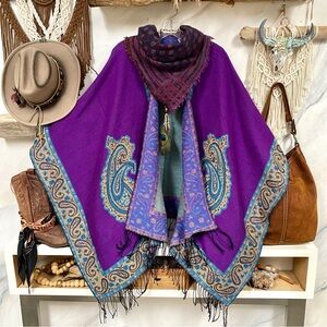 Gypsy paisley boho Cape w southwestern cabin vibe